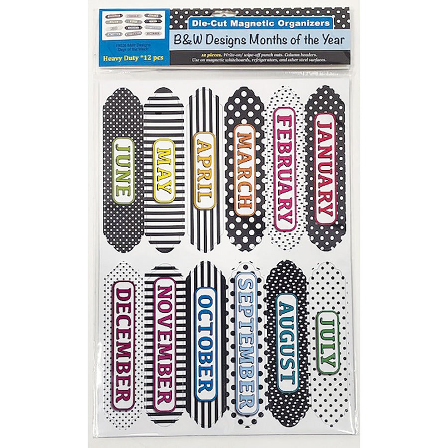 Ashley Magnetic Chalkboard Calendar Months - 12 - Write on/Wipe off - 1 Each - Multicolor