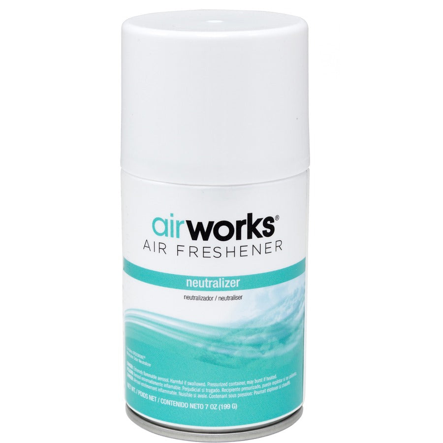 AirWorks Metered Aerosol Air Freshener - Spray - 6000 ft� - 7 fl oz (0.2 quart) - Neutralizer - 30 Day - Wall Mountable, VOC Compliant - 12 / Carton