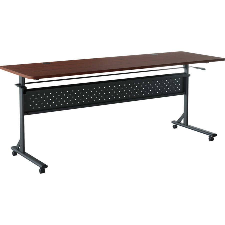 Lorell Shift 2.0 Flip and Nesting Mobile Table - Laminated Rectangle Top - 198 lb Capacity - 72" Table Top Length x 24" Table Top Width x 1" Table Top Thickness - 29.50" Height - Assembly Required - Mahogany - 1 Each