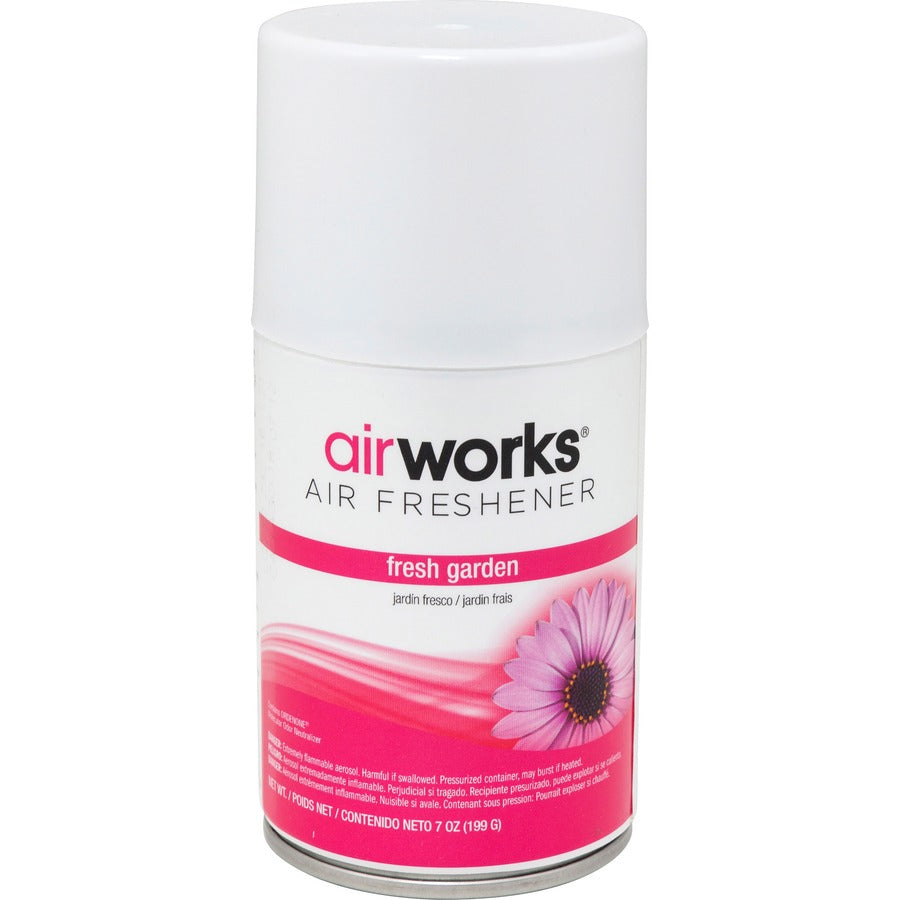 AirWorks Metered Aerosol Air Freshener Fresh Garden - Aerosol - 6000 ft� - 7 oz - Fresh Garden - 12 / Carton