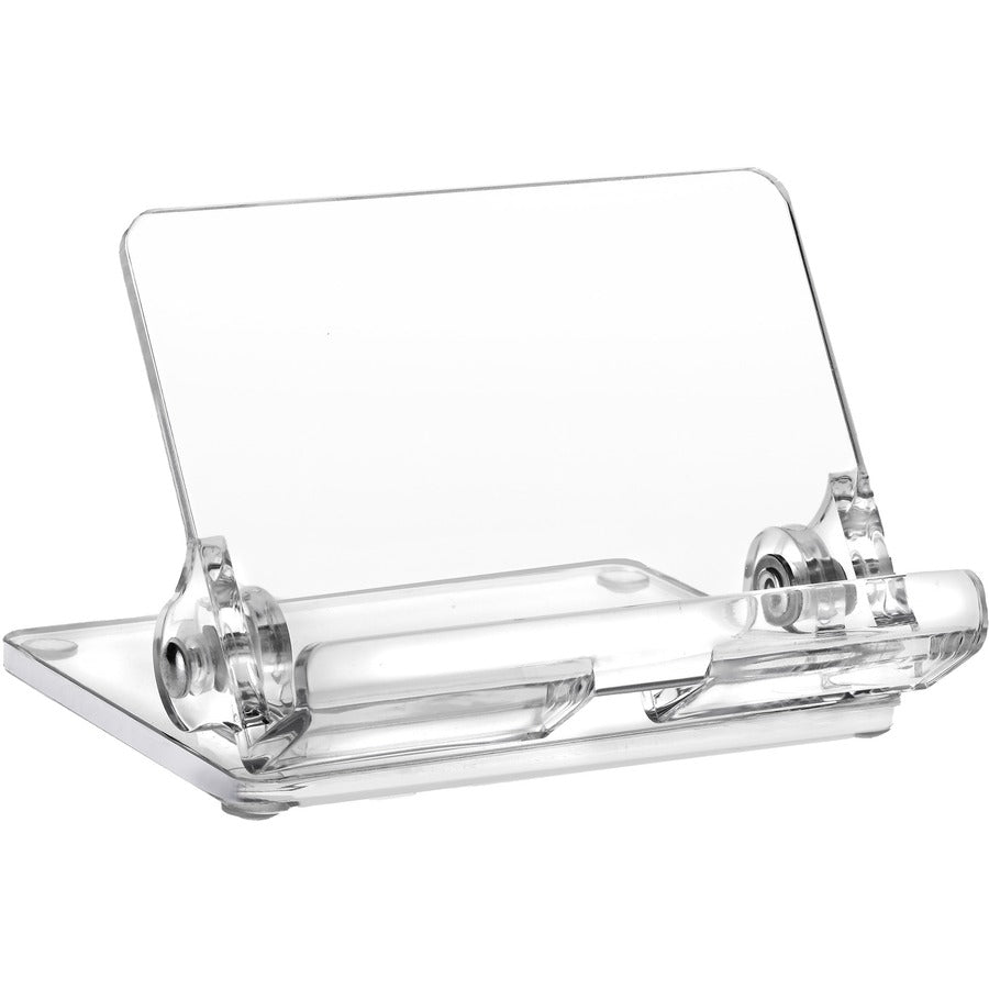 Kantek Mobile Phone Stand - Portrait, Landscape - Acrylic - Clear - Adjustable Angle, Foldable, Non-skid Feet - 1 Each