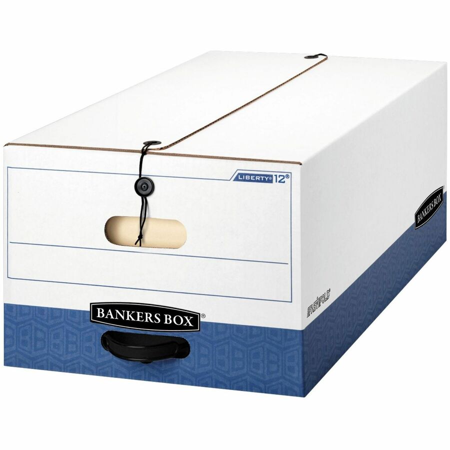 Bankers Box Liberty File Storage Boxes - Internal Dimensions: 15" Width x 24" Depth x 10" Height - External Dimensions: 15.3" Width x 24.1" Depth x 10.8" Height - Media Size Supported: Legal - String/Button Tie Closure - Heavy Duty - Stackable - Fiberb...