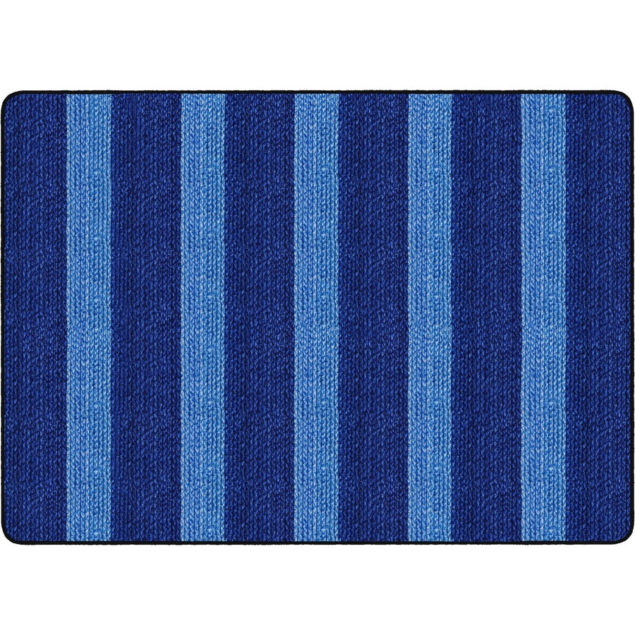 Flagship Carpets Basketweave Stripes Classroom Rug - Floor Rug - 72" Length x 99.96" Width - Rectangle - Blue - Nylon