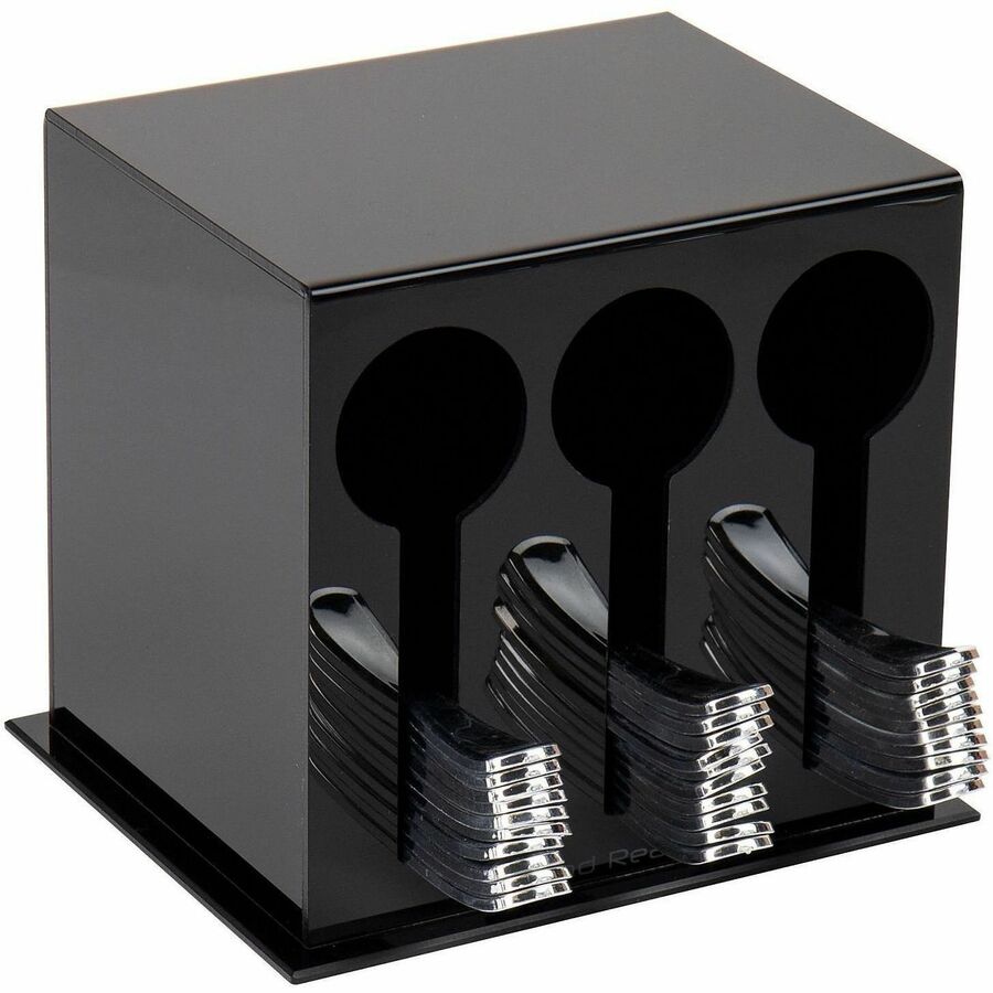 Mind Reader Cutlery Dispenser & Organizer - 24 - 3 Compartment(s) - 6" Height x 2.75" Width x 5.50" Depth - Counter, Tabletop - Lightweight, Compact, Sturdy, Easy to Clean, Durable, Rubber Feet - Black - Plastic - 1 Each