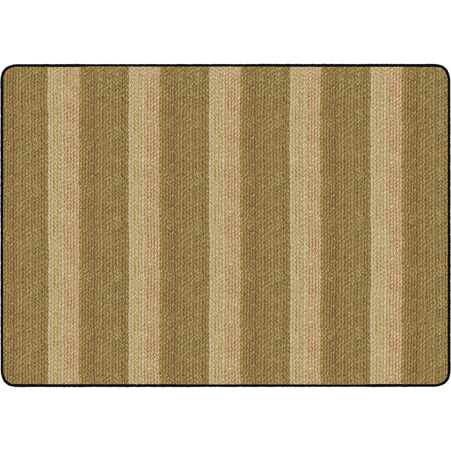 Flagship Carpets Basketweave Stripes Classroom Rug - Floor Rug - 72" Length x 100.80" Width - Rectangle - Natural - Nylon