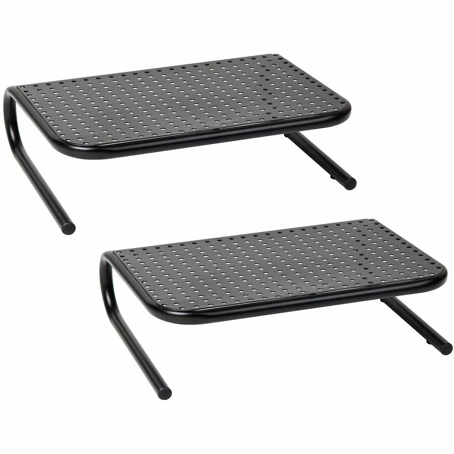 Mind Reader Monitor Stands - 44 lb Load Capacity - Flat Panel, TV, Computer Monitor Display Type Supported - 4.25" Height x 14.50" Width x 11.30" Depth - Desktop - Metal Mesh, Metal - Black - For Notebook, Monitor, Flat Panel, Office Supplies, Paper, F...