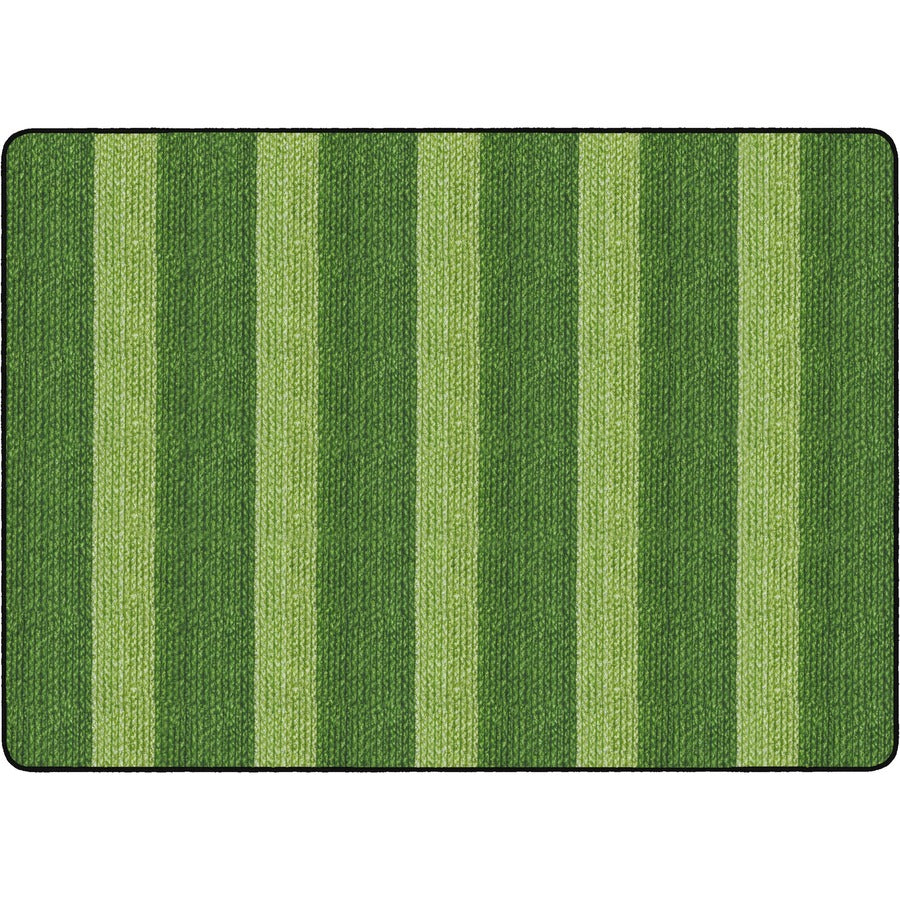 Flagship Carpets Basketweave Stripes Classroom Rug - Floor Rug - 72" Length x 100.80" Width - Rectangle - Green - Nylon