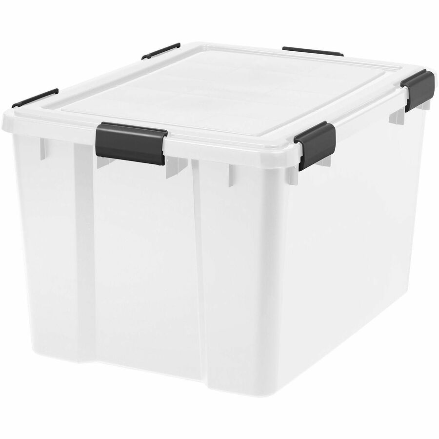 IRIS WeatherTight Heavy-duty Storage Tote - External Dimensions: 23.6" Length x 17.8" Width x 14.5" Height - 18.50 gal - Lid, Buckle Latch Closure - Heavy Duty - Stackable - Plastic, Polypropylene - Black, Clear Swatch - For Clothes, Document, Food Sto...