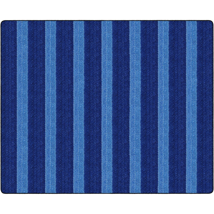Flagship Carpets Basketweave Stripes Classroom Rug - Floor Rug - 10.60 ft Length x 13.20 ft Width - Rectangle - Blue - Nylon