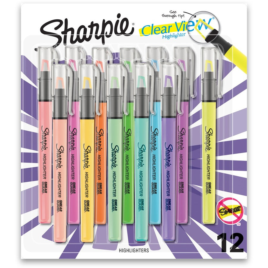 Sharpie Clear View Highlighter - Assorted Ink - Assorted Barrel - 12 / Pack