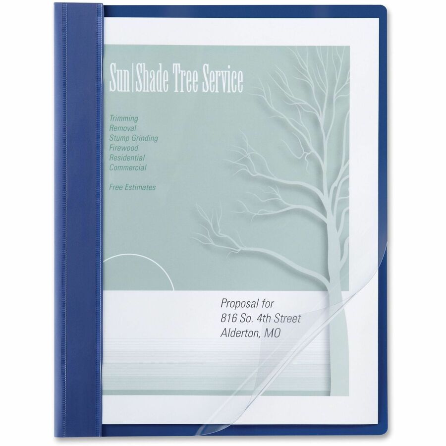 ACCO Letter Report Cover with Fastener - 8 1/2" x 11" - 100 Sheets Capacity - Vinyl - Blue - Water Resistant - 0% Recycled - 10 / Pack