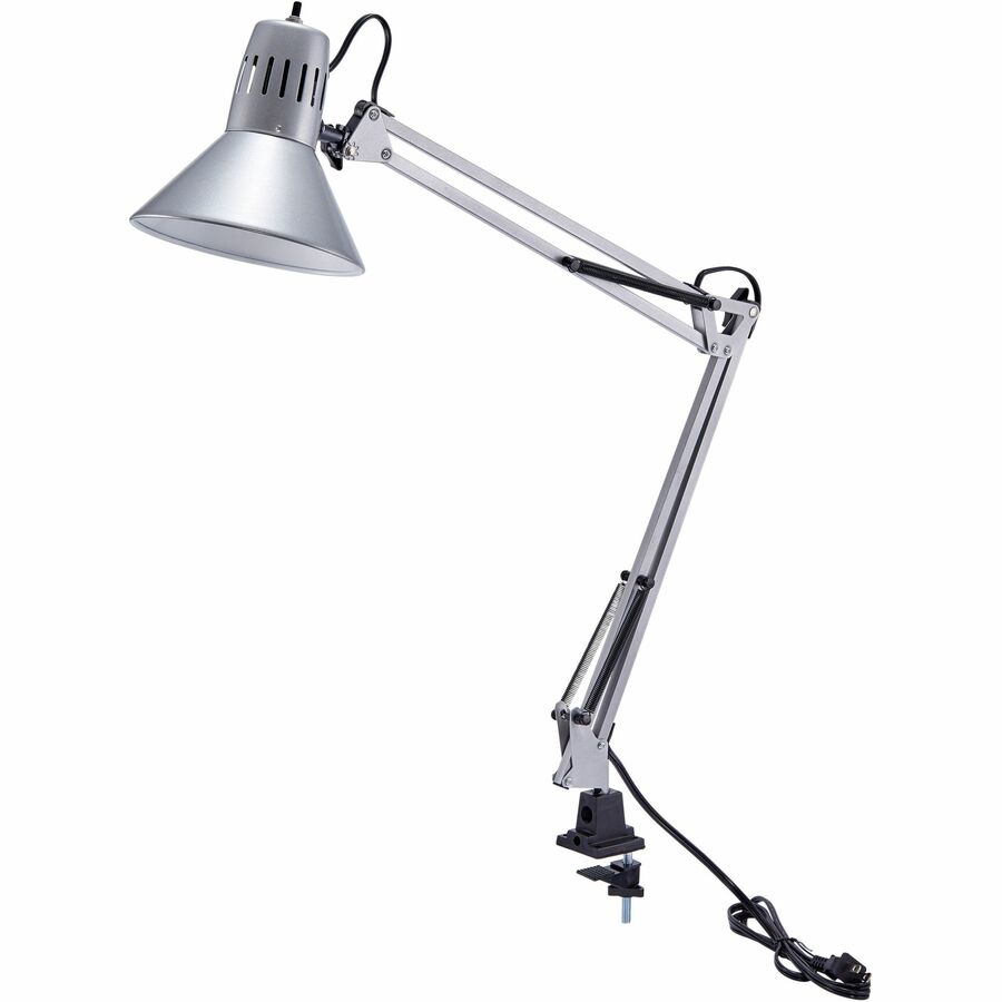 Bostitch Swing Arm Desk Lamp with Clamp, Silver - 36" Height - 9 W LED Bulb - Adjustable Arm, Durable, Flicker-free, Glare-free Light, Flexible Arm - 700 lm Lumens - Metal - Desk Mountable, Surface Mount - Silver - for Office, Classroom, Dorm, Home, Re...