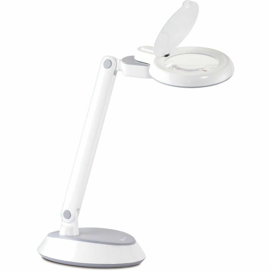 OttLite Space-Saving LED Magnifier Desk Lamp - 14.8" Height x 7.9" Width - 4.40 W LED Bulb - ClearSun LED, Glare-free Light, Adjustable Head, Foldable, Energy Saving, Adjustable Arm, Touch-activated - 324 lm Lumens - Desk Mountable - White - for Desk...