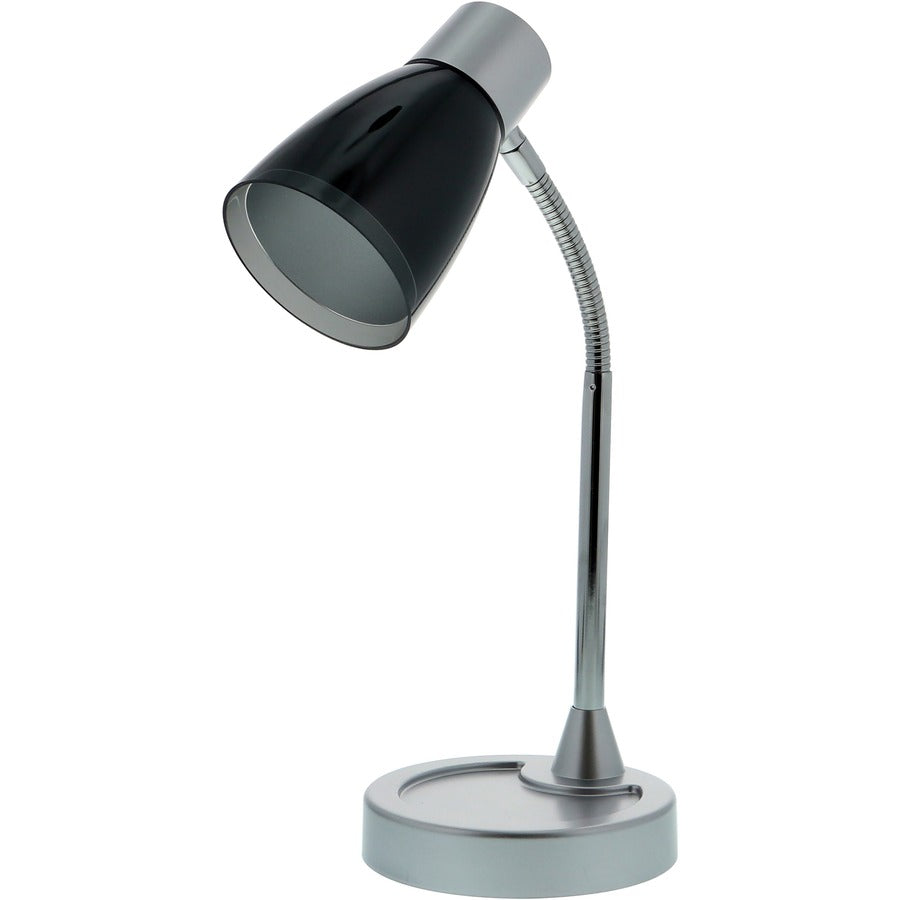 Bostitch Adjustable Desk Lamp, Black - 20" Height - 3 W LED Bulb - Polished Metal - Adjustable Head, Flicker-free, Glare-free Light, Gooseneck, Flexible, Eco-friendly - 250 lm Lumens - Desk Mountable, Table Top - Black, Silver - for Desk, Table, Dorm...