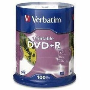 Verbatim DVD Recordable Media - DVD+R - 16x - 4.70 GB - 1 Pack - Retail - White - 120mm - Printable