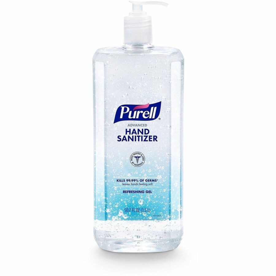 PURELL®, Advanced Hand Sanitizer Gel - 1.59 quart - Pump Bottle Dispenser - Kill Germs - Hand, Reception, Classroom, Outdoor, Medical - Clear - Paraben-free, Phthalate-free, Preservative-free, Anti-irritant - 1 Each
