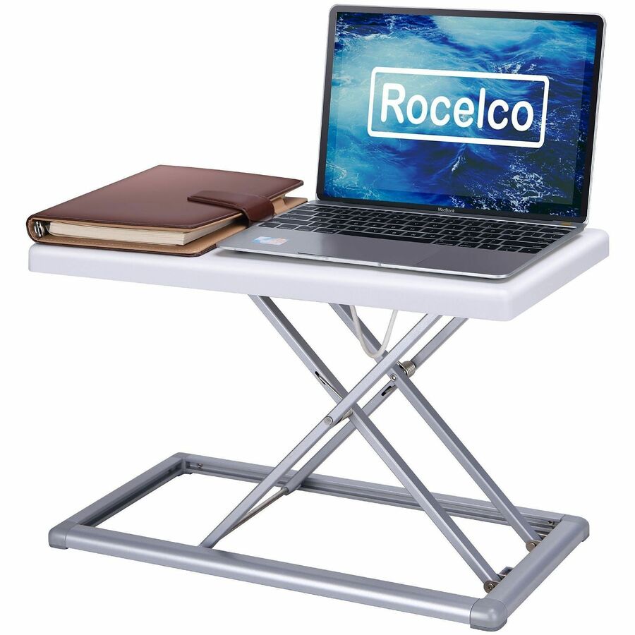 Rocelco PDR Portable Desk Riser - 11 lb Load Capacity - Desktop - White - For Notebook, Mouse, Presentation, Hotel, Dorm Room, Boardroom, Travel - Portable, Compact, Foldable, Lightweight, Sit-stand, Adjustable