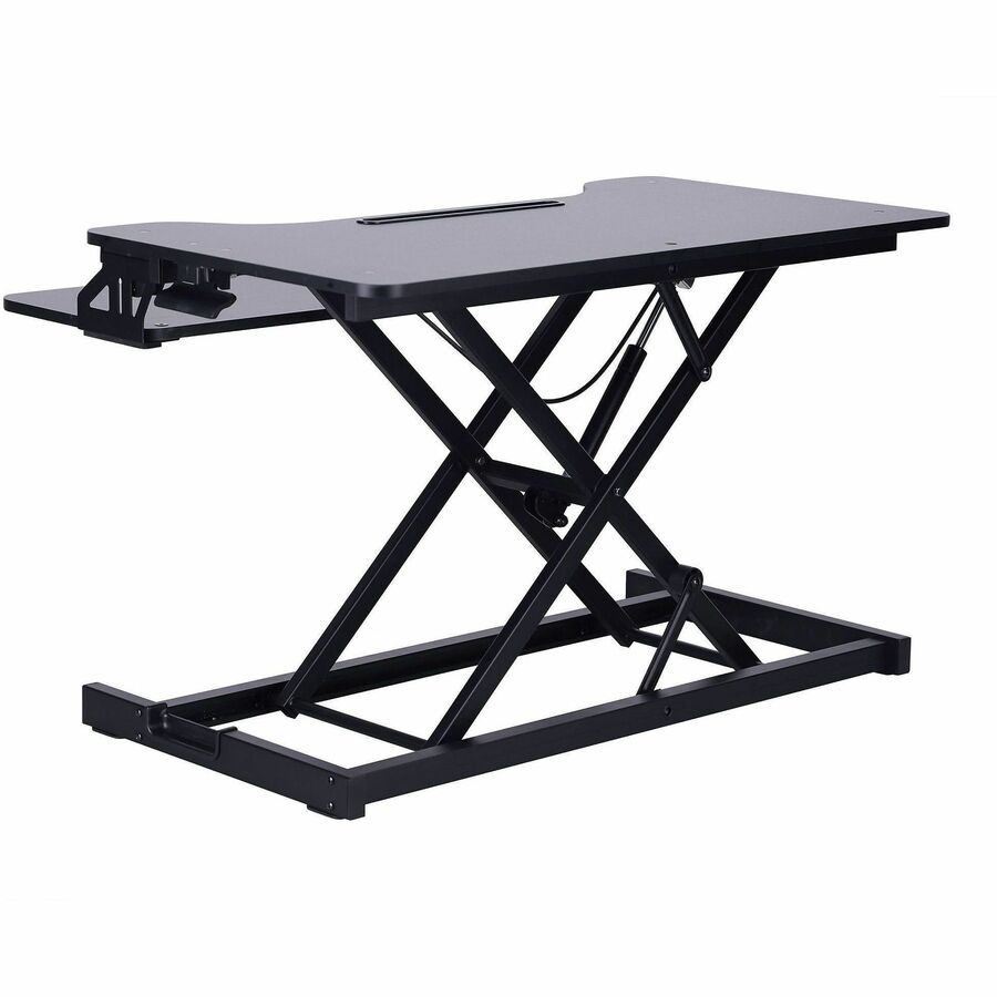 Rocelco VADR 31.5" Hi-Lift Adjustable Desk Riser - 30 lb Load Capacity - 19.70" Height x 31.50" Width x 17.25" Depth - Desk - Black - For Monitor, Keyboard, Tablet, Smartphone - Grommet, Keyboard Tray, Handle, Portable, Adjustable, Sit-stand