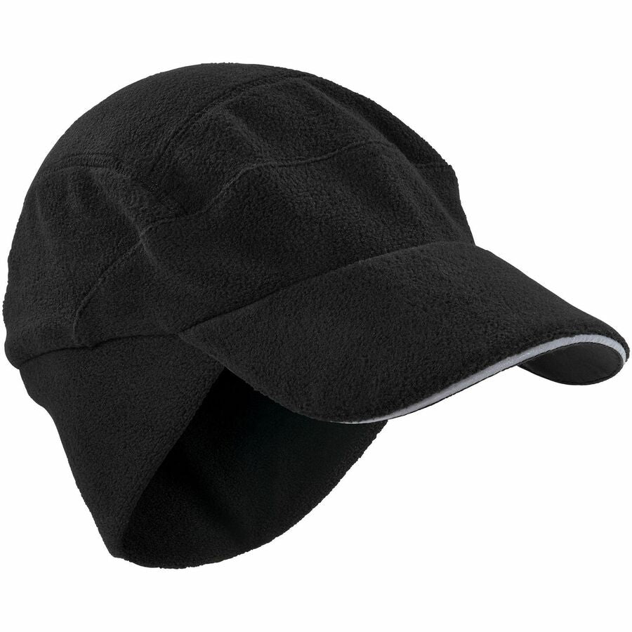 Ergodyne 6807 Winter Baseball Cap with Ear Flaps - Fleece, Elastic - Black