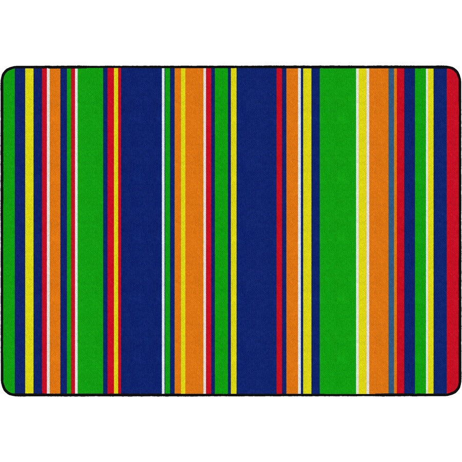 Flagship Carpets Basics Stripes Classroom Rug - 72" Length x 100.80" Width - Rectangle - Primary - Nylon