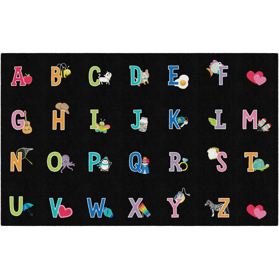 Flagship Carpets Schoolgirl Alphabet Pictures Rug - 91.20" Length x 12 ft Width - Rectangle - Primary