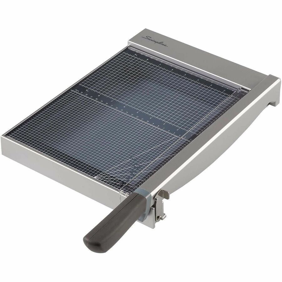 Swingline ClassicCut Guillotine Glass Trimmer - 15 Sheet Cutting Capacity - 12" Cutting Length - Safety Latch - Tempered Glass - Gray - 1 Each