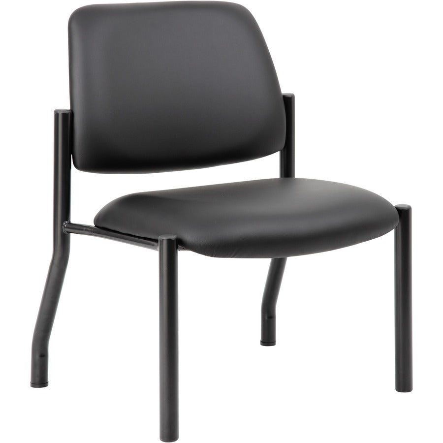 Boss Mid-Back Guest Chair - Black Seat Color - Vinyl Seat Material - Black Back Color - Vinyl Back Material - Black Frame Color - Tubular Steel Frame Material - Mid Back - Four-legged Base - 1 Each