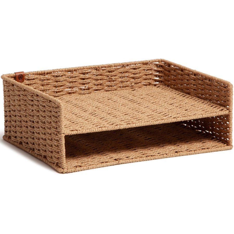 U Brands Woven Paper Tray - 12.60" Height x 9.70" Width x 4.60" Depth - Sturdy - Brown - 1 Each