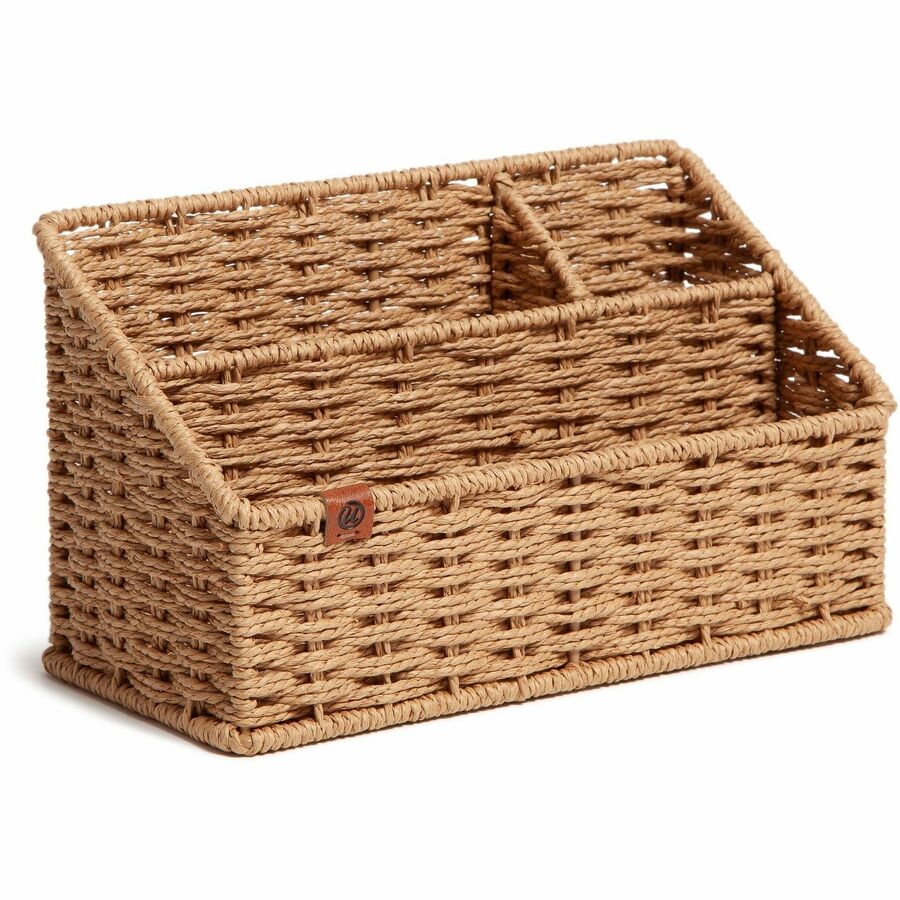 U Brands Woven All-in-1 Desk Organizer - 3 Compartment(s) - 5.70" Height x 10.20" Width x 4.90" Depth - Sturdy - Brown - 1 Each