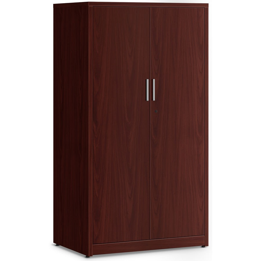 HON 10500 Series Mahogany Laminate Office Desking - 66.6" Height x 36" Width x 24" Depth - 5 Shelve(s) - 3 Adjustable Shelf(ves) - Finish: Thermofused Laminate (TFL), Mahogany Laminate - 1 Each