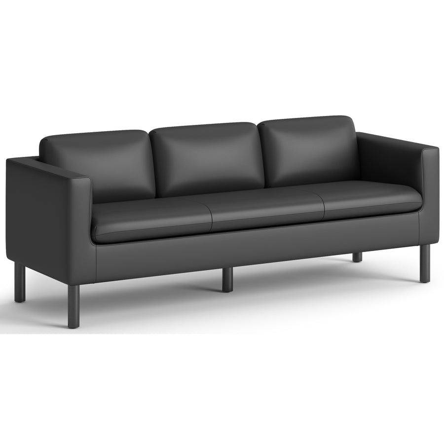 HON Parkwyn Lounge Sofa - 29" Height x 77" Width x 26.8" Depth - Material: Polyurethane - Finish: Black - 1 Each
