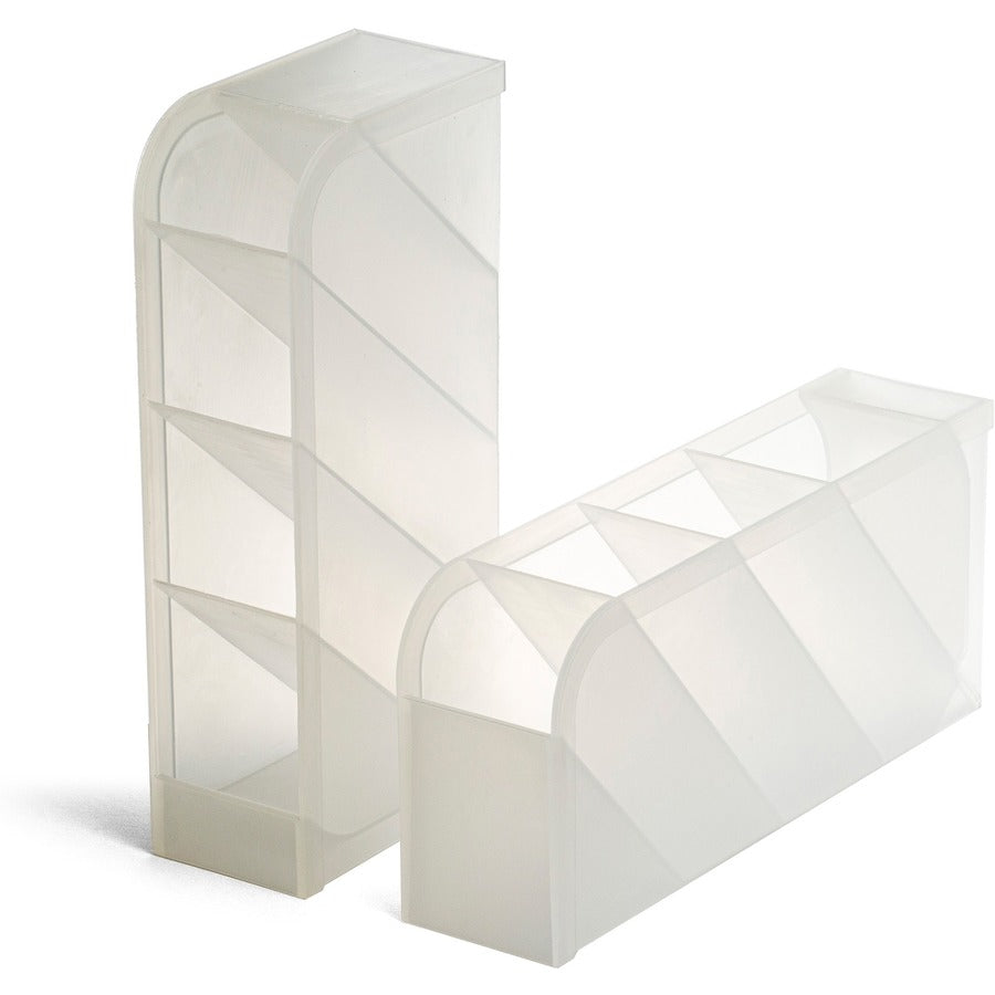 Officemate Pen Holder Desk Organizer - 8 Compartment(s) - Horizontal/Vertical - 8" Height x 4" Width x 3.70" Depth - Desktop - Durable, Pen Holder - Translucent White - Plastic - 2 / Pack