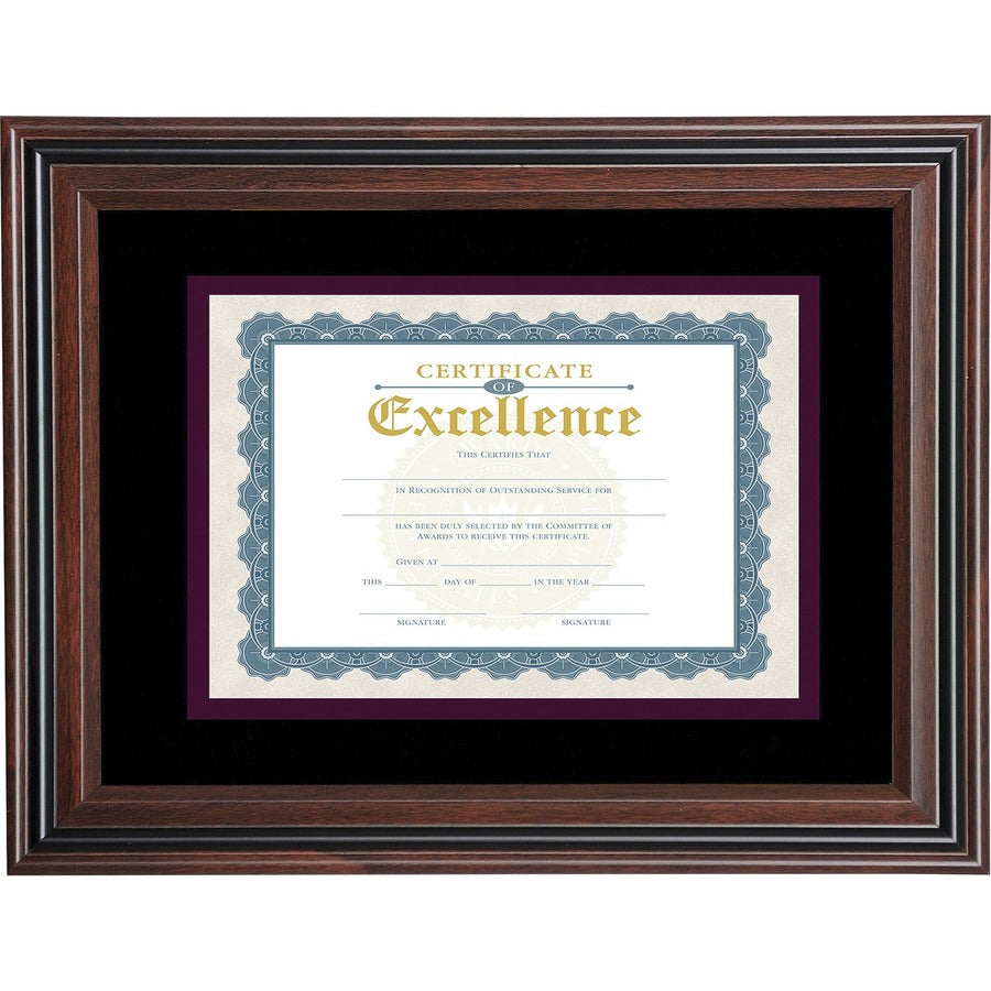 Advantus Double Matted Certificate Frame - 11" x 14" Frame Size - Vertical, Horizontal - Double Mat, Dust Resistant, Debris Resistant - Rosewood - 1 Each
