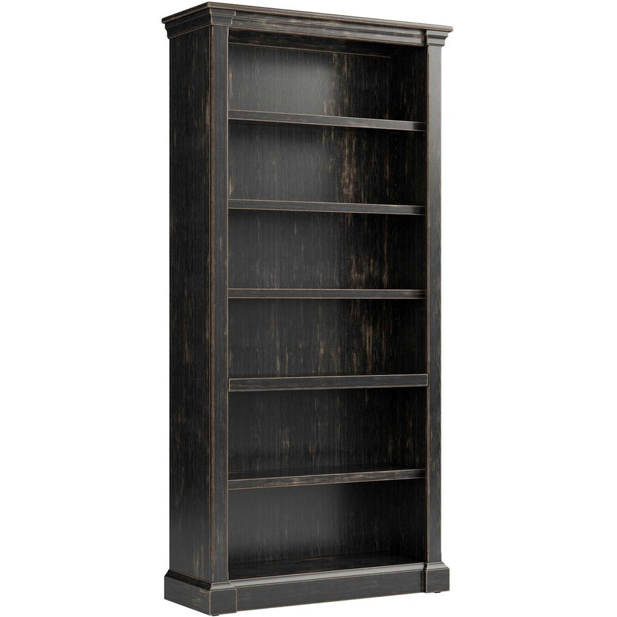 Martin Kingston Office Desking Unit - 78" Height x 38" Width x 14" Depth - 5 Shelve(s) - 4 Adjustable Shelf(ves) - Material: Wood - Finish: Dark Chocolate, Rub Through - 1 Each