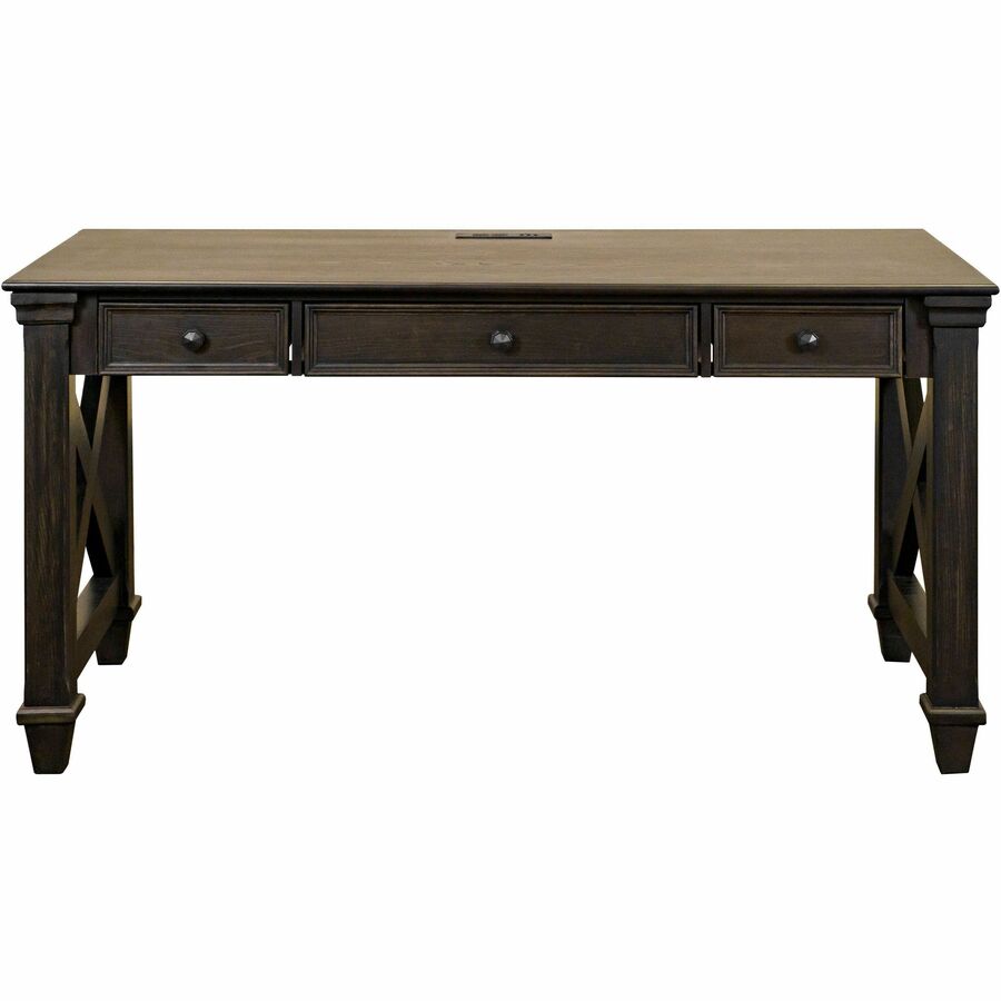 Martin Kingston Office Desking Unit - 30" Height x 60" Width x 28" Depth - Total Drawer(s): 3 - Material: Wood - Finish: Dark Chocolate, Rub Through - 1 Each