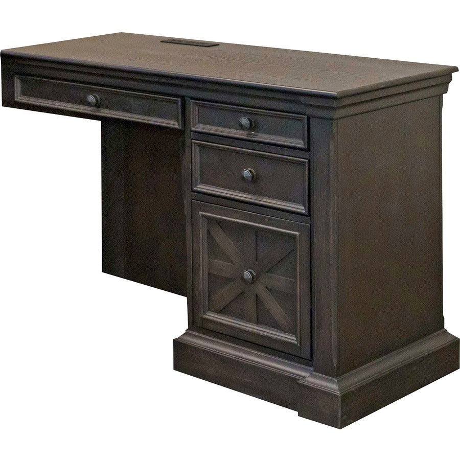 Martin Kingston Return with Pedestal Box 2 of 2 - L-shaped - 30" Height x 44" Width x 21" Depth - Total Drawer(s): 4 - Material: Wood - Finish: Dark Chocolate, Rub Through - 1 Each