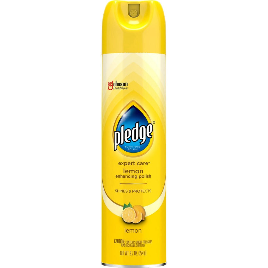 Pledge Expert Care Enhancing Polish - 9.7 fl oz (0.3 quart) - Lemon Scent - Yellow - 6 / Carton