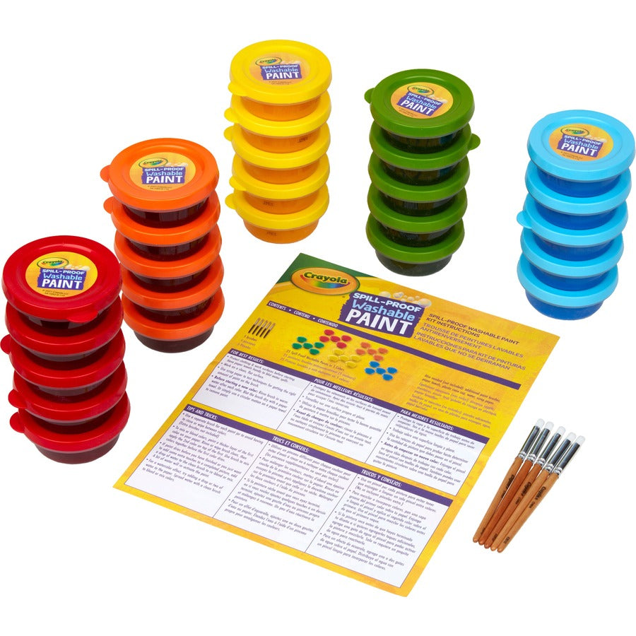 Crayola Spill Proof Washable Paint Set - Art, Craft - Recommended For 3 Year - Multi - 25 / Pack