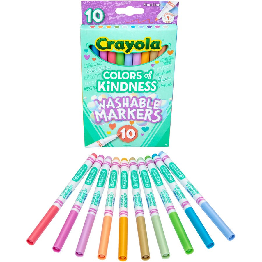 Crayola Colors of Kindness Markers - Washable - Multicolor Ink - Water Based - Assorted Barrel - 10 / Pack