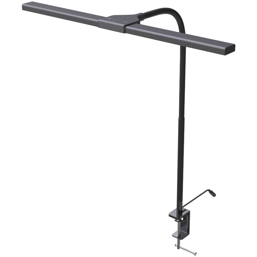 Data Accessories Company Clamp-On LED Desk Lamp - 20" Height x 18" Width - LED Bulb - Flexible Neck, Gooseneck, Dimmable, Color Changing Mode, Durable - Metal - Desk Mountable, Table Top - Black - for Desk, Table