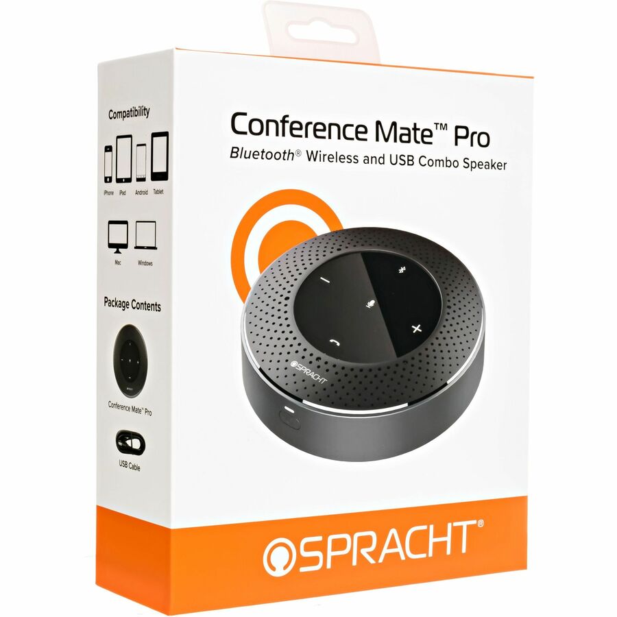 Spracht MCP4010 Speakerphone - Wired/Wireless Bluetooth - Skype, Zoom, Cisco Webex, Microsoft Teams, GoTo Meeting - Omni-directional Microphone(s) - Black
