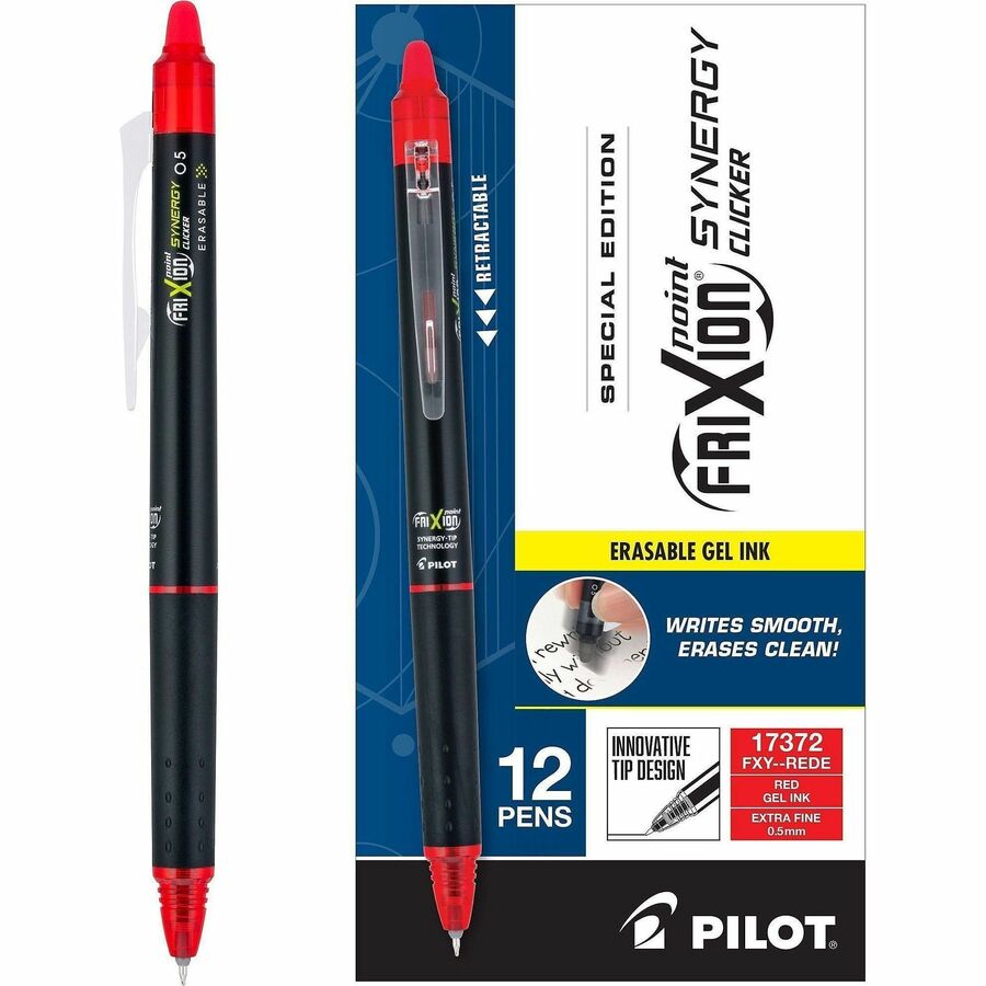 FriXion Synergy Clicker Erasable Gel Pen - Retractable - Erasable - Red Ink - Gel-based - 12 / Dozen