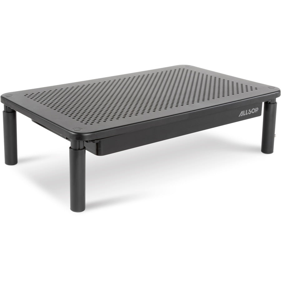 Allsop Metal Art Tri-Level Monitor Stand - Up to 27" Screen Support - 30 lb Load Capacity - Powder Coated - Metal - Black