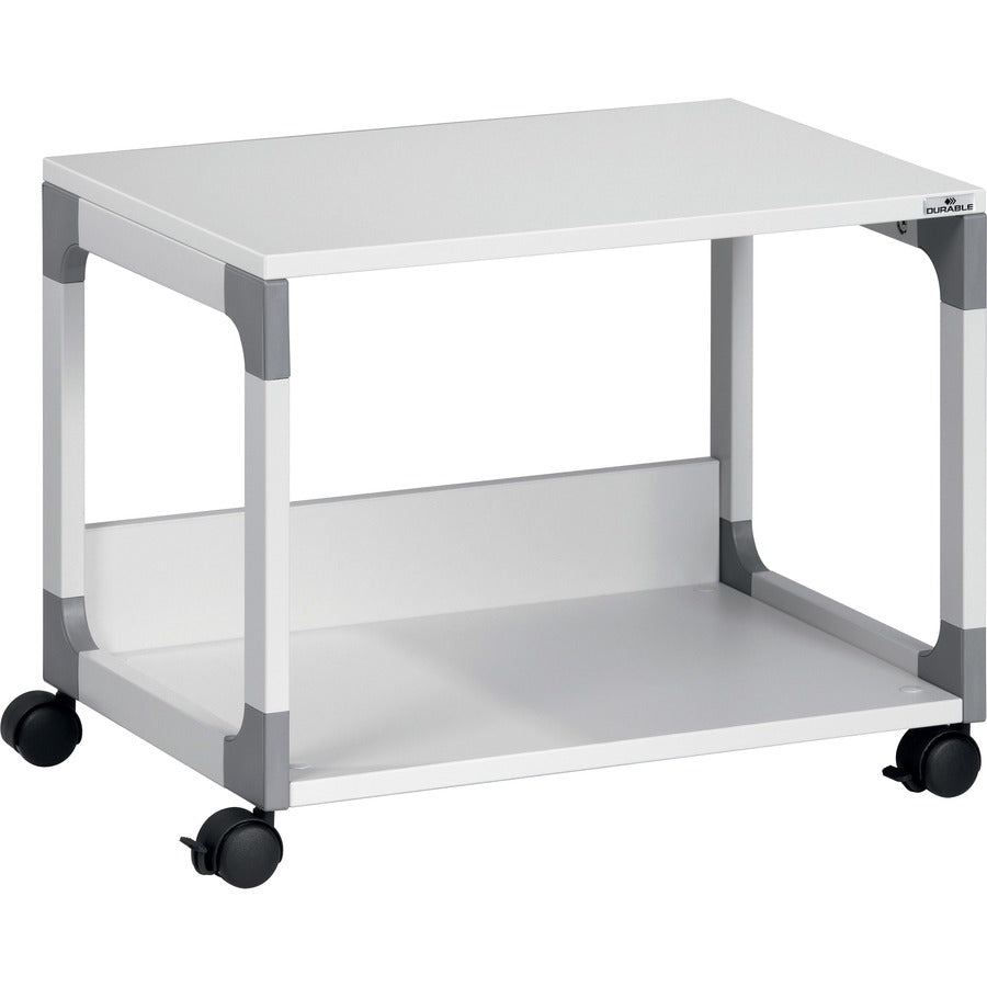 DURABLE System 48 Multifunction Trolley - 2 Shelf - 4 Casters - Plastic, Melamine Faced Chipboard (MFC), Steel - 23.62" Width x 17.01" Depth x 18.78" Height - Metal Frame - Gray - 1 Each