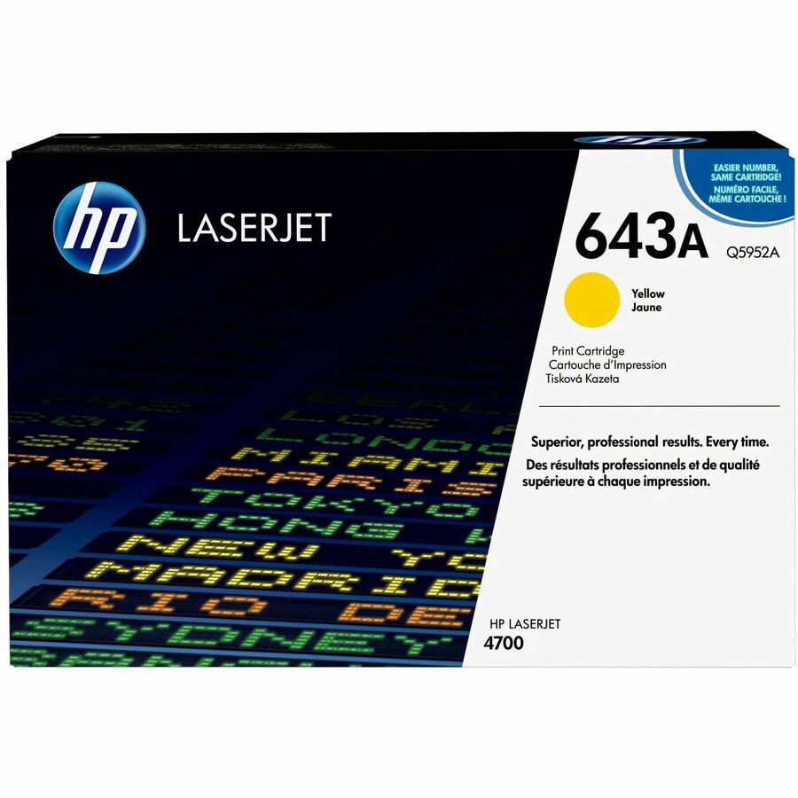 HP 643A (Q5952A) Original Laser Toner Cartridge - Single Pack - Yellow - 1 Each - 10000 Pages
