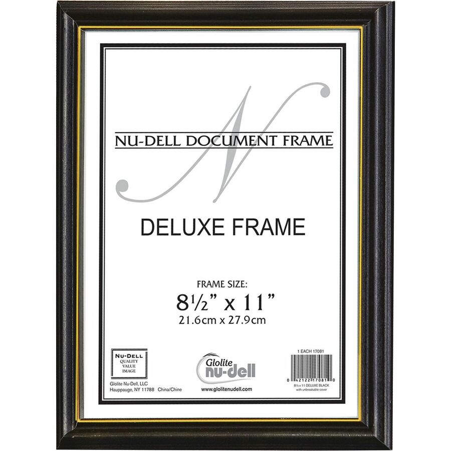 nudell Document Frame - 8.50" x 11" Frame Size - Vertical, Horizontal - Unbreakable, Hanger - Plastic, Wood - Wood Grain, Black - 1 Each
