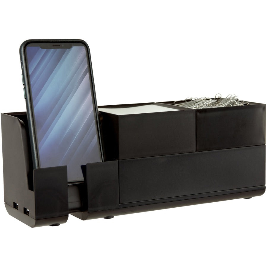 Bostitch Konnect Stackable Desk Organizer - Desktop - Stackable, Durable, Cable Management, Rubber Feet, Non-slip Feet - Black - 1 Each
