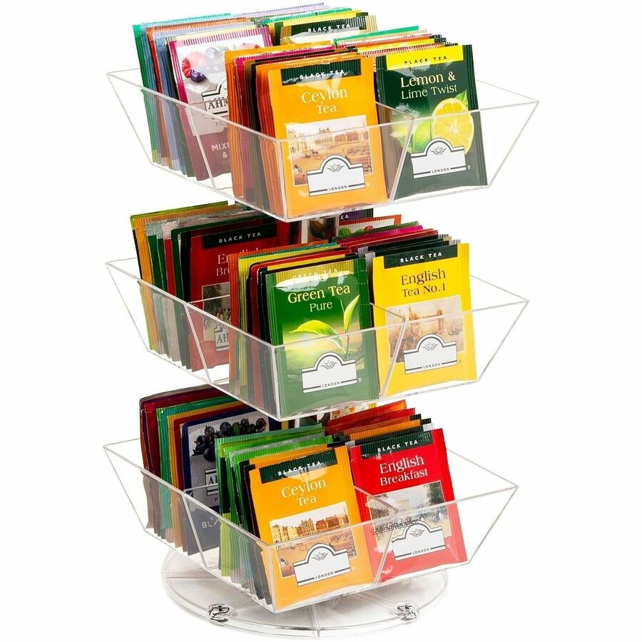Mind Reader Anchor 12-Compartment Tea Carousel - 12 Compartment(s) - 3 Tier(s) - 11.50" Height x 6.75" Width x 6.75" Depth - Counter - Durable, Easy to Clean - Black - Plastic - 1 Each