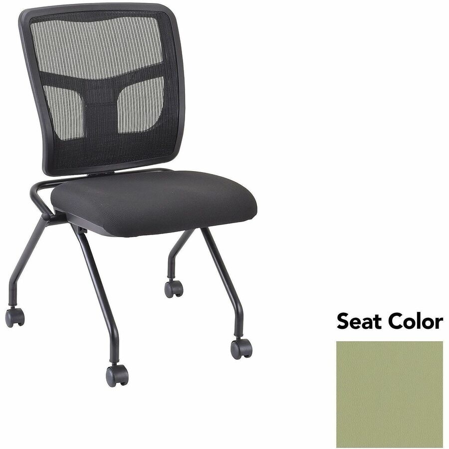 Lorell Training Room Guest Chairs - Dillon Sage Seat Color - Dillon Vinyl, Polyurethane Seat Material - Polyester, Cotton Back Material - Powder Coated Black Frame Color - Metal Frame Material - Four-legged Base - 2 / Carton