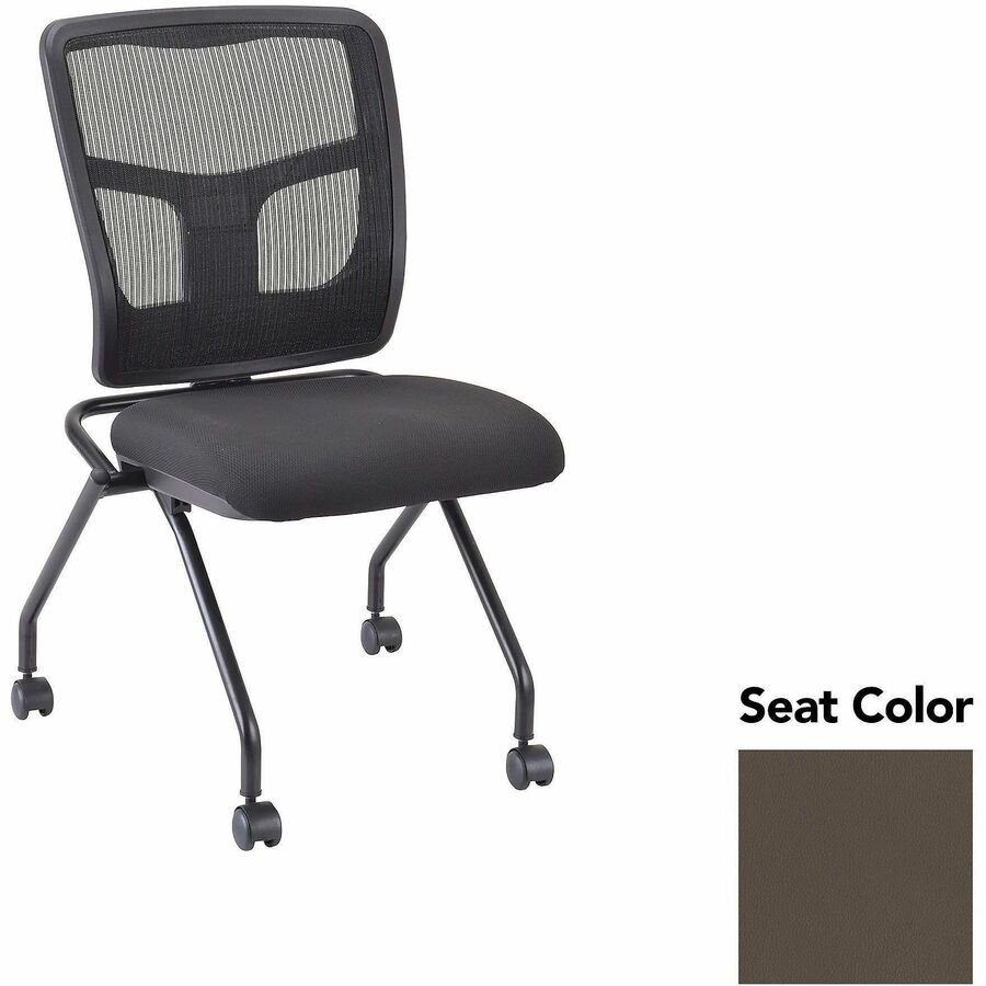 Lorell Training Room Guest Chairs - Dillon Java Seat Color - Dillon Vinyl, Polyurethane Seat Material - Polyester, Cotton Back Material - Powder Coated Black Frame Color - Metal Frame Material - Four-legged Base - 2 / Carton